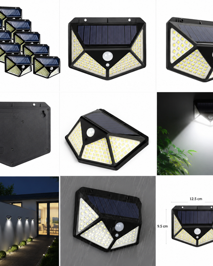 Set 8 Lămpi Solare cu 100 LED-uri și Senzor de Mișcare – 3 Moduri de Iluminare