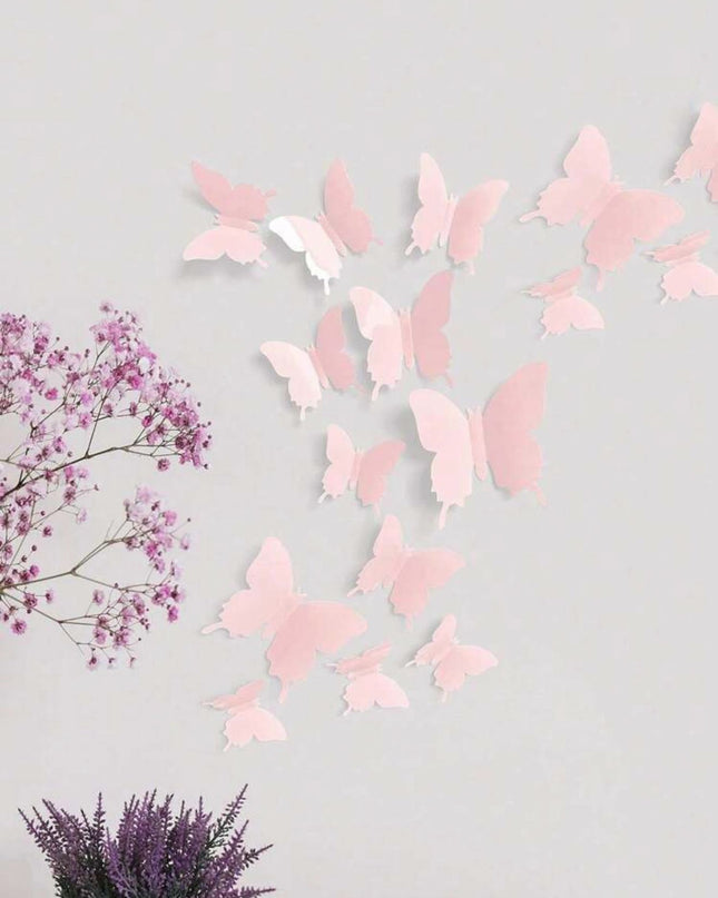 Decor de perete cu 3D Fluturi 12 bucăți Sticker