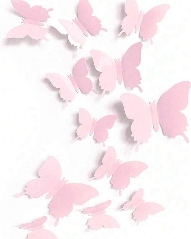 Decor de perete cu 3D Fluturi 12 bucăți Sticker