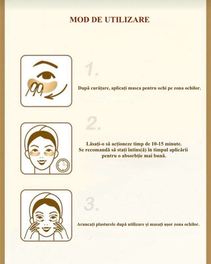 Plasturi Anti-Cearcane si Riduri Cu AUR 24K Colagen si Acid Hialuronic