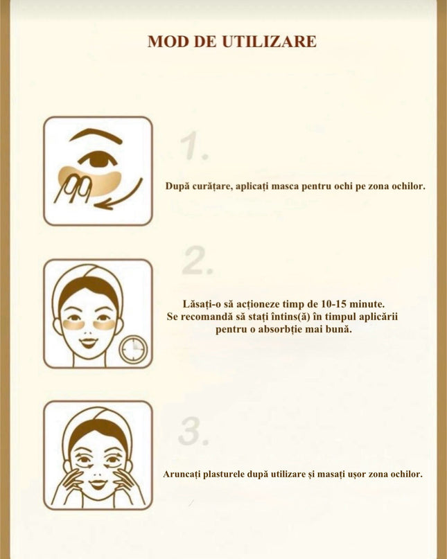 Plasturi Anti-Cearcane si Riduri Cu AUR 24K Colagen si Acid Hialuronic