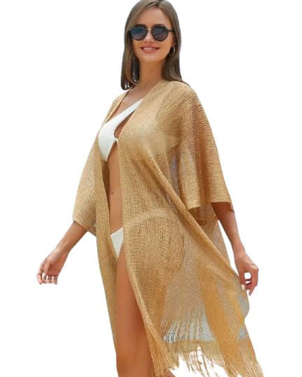 Kimono de plaja auriu