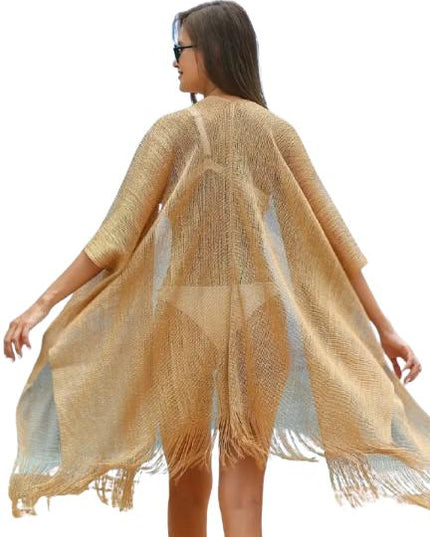 Kimono de plaja auriu