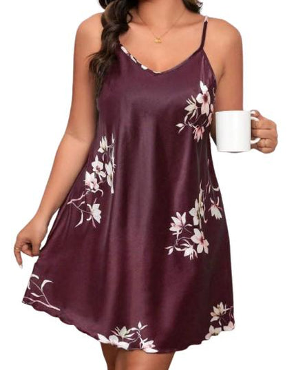 Camasa De Noapte Inflorata Din Matase