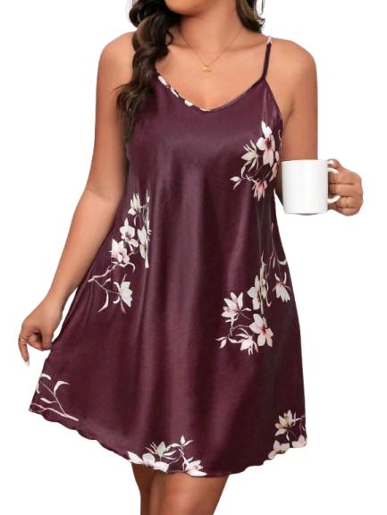 Camasa De Noapte Inflorata Din Matase