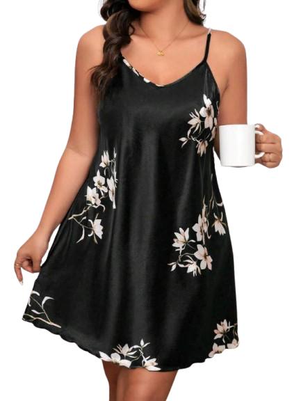 Camasa De Noapte Inflorata Din Matase